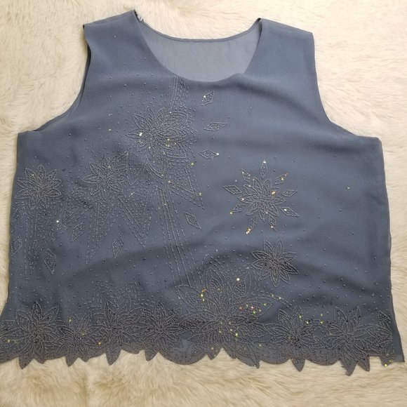 Nina Lee Ladies Blouse with Matching Sheer Jacket 3X Blue Gray - Picture 2 of 14